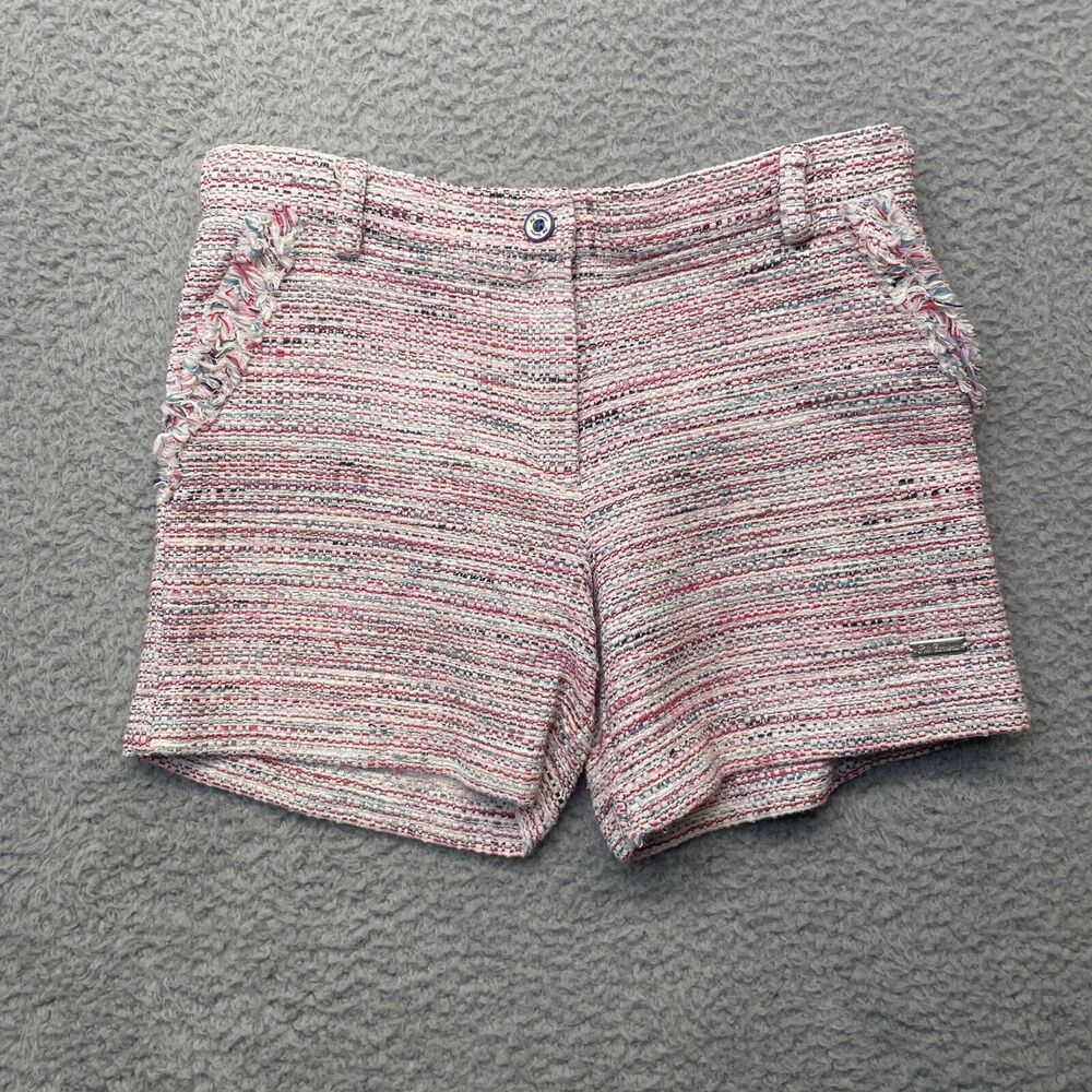 Pili Carrera Shorts Girls 12 Pink White Blue Stripe Tweed Casual